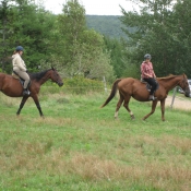 A beginner is following a more experienced rider.